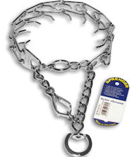 Dog pinch collar with swivel and small quick release snap hook